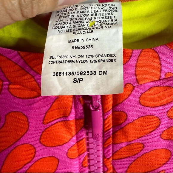 Pink and Orange Long Sleeve One Piece Swimsuit - Picture 7 of 14